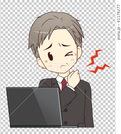 PC (black) tired male middle-aged employee PC (black) tired male middle-aged employee 61176277
