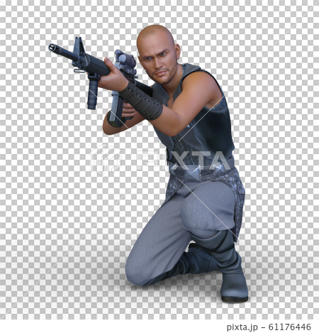 マシンガンと男性 61176446