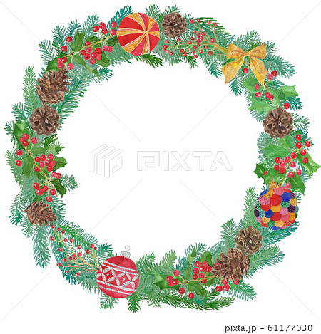 Christmas wreath / watercolor 61177030