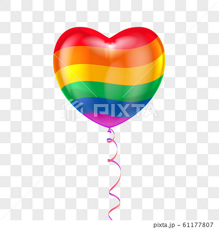 Realistic heart shape air balloon with lace on transparent background and Flag of a gay pride. Vector valentines day holiday, wedding or romantic dating symbol. Birthday, surprice sign 61177807