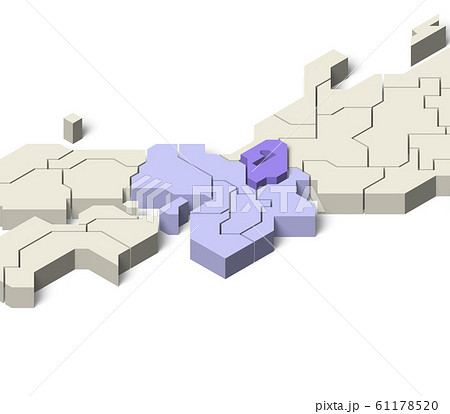 日本地図 近畿地方 滋賀県のイラスト素材