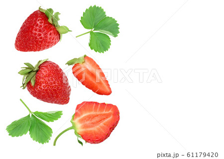 Strawberries isolated on white background with copy space for your text. Top view. Flat lay pattern 61179420