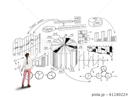 Girl sketching infographs 61180224