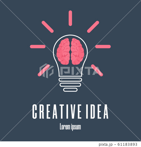 Icon of brain in lightbulb. Creative idea logo Icon of brain in lightbulb. Creative idea logo 61183893