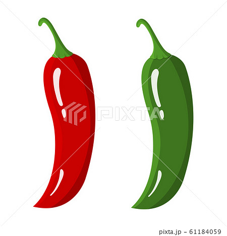Red and Green Chilli Peppers isolated on white 61184059