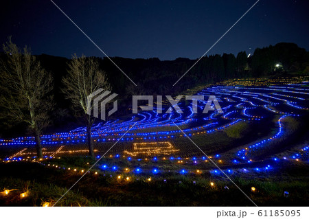 千葉県　棚田のあかり　鴨川市　大山千枚田 61185095