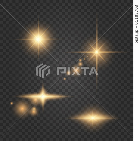 Set of golden glowing lights Set of golden glowing lights 61185703