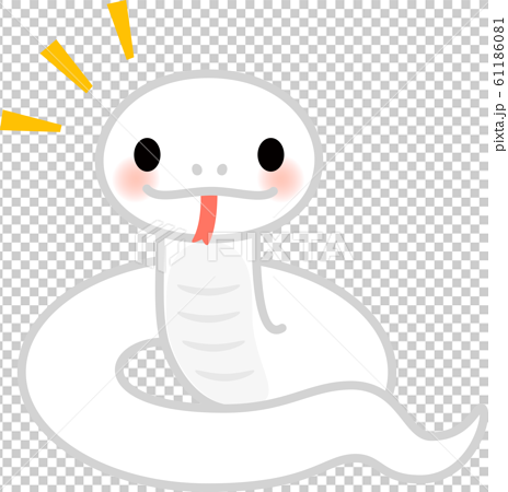 かわいい白いヘビのイラスト素材