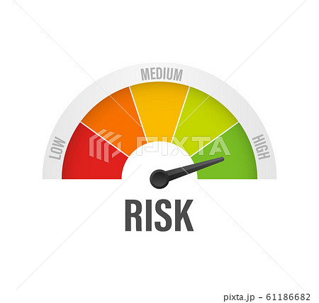 Risk icon on speedometer. High risk meter. Vector 61186682