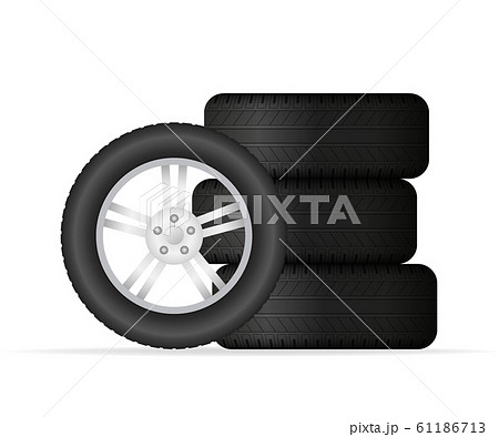 Realistic shining disk car wheel tyre set. Vector Realistic shining disk car wheel tyre set. Vector 61186713
