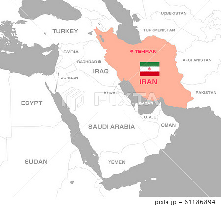 イランと中東・アラブ諸国　マップ・地図（英語）