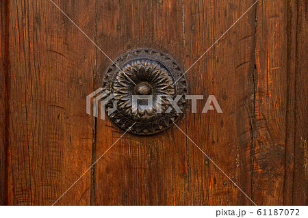 Antique italian rust brown door handle with simple iron pattern Antique italian rust brown door handle with simple iron pattern 61187072