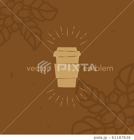 テイクアウト用コーヒーカップ 手書き風アイコンのイラスト素材