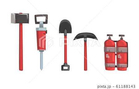 Mining Tools Vector Set. Coal and Other Minerals Extraction Concept Mining Tools Vector Set. Coal and Other Minerals Extraction Concept 61188143