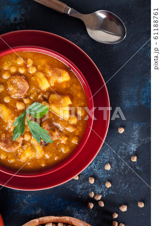 Chickpea stew with chorizo and potatoes 61188761