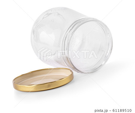 Empty glass jar isolated on a white background Empty glass jar isolated on a white background 61189510