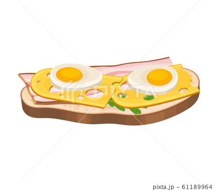Open Sandwich with Boiled Egg and Sliced Bacon Isolated on White Background Vector Illustration Open Sandwich with Boiled Egg and Sliced Bacon Isolated on White Background Vector Illustration 61189964