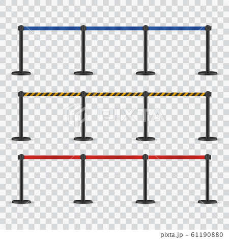 RRetractable belt stanchion. Portable ribbon barrier. Red fencing tape. 61190880