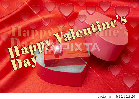 バレンタイン　プレゼントイメージ　ハート型ギフトBOX 61191324