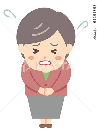 シニア 女性 謝罪 全身のイラスト素材