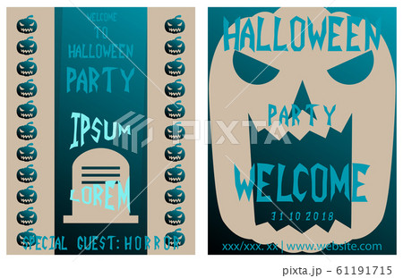 Set of flyers for halloween vector illustration. Templates of posters . Halloween party greeting cards. Set of flyers for halloween vector illustration. Templates of posters . Halloween party greeting cards. 61191715