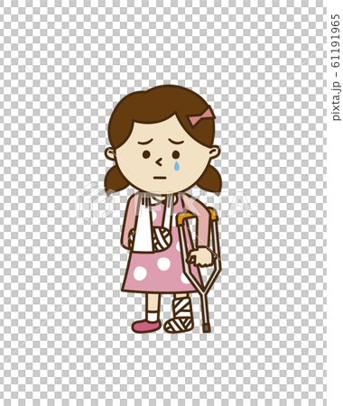 骨折した女の子のイラスト素材 骨折した女の子のイラスト素材
