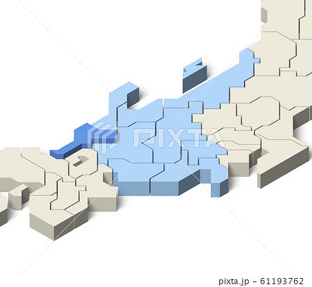 日本地図 中部地方 福井県のイラスト素材