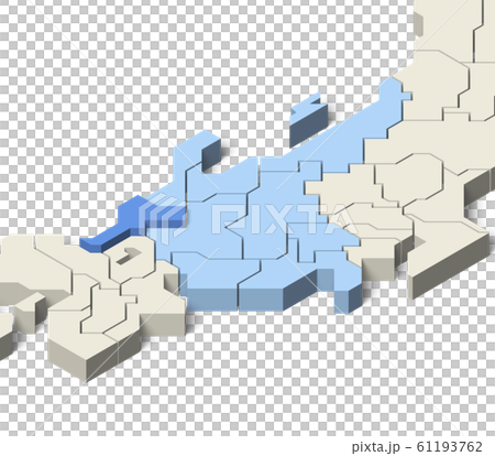 日本地図 中部地方 福井県のイラスト素材