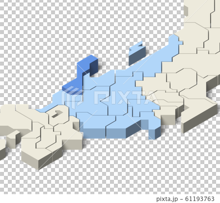 日本地図 中部地方 石川県のイラスト素材