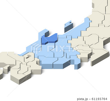 日本地図 中部地方 富山県のイラスト素材