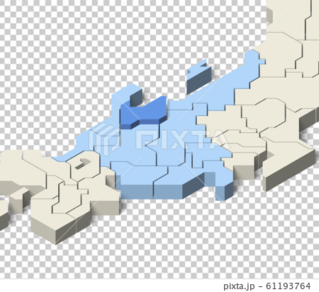 日本地図 中部地方 富山県のイラスト素材