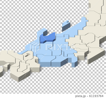 日本地図 中部地方 富山県のイラスト素材