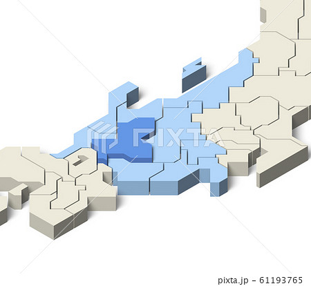 日本地図 中部地方 岐阜県のイラスト素材