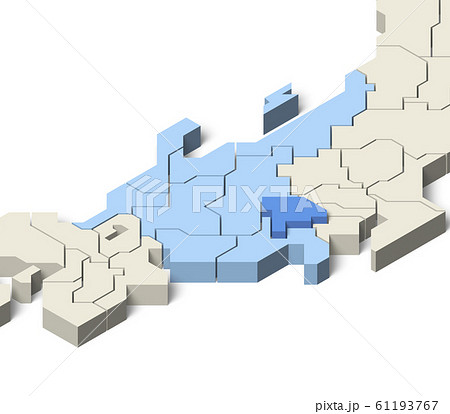 日本地図 中部地方 山梨県のイラスト素材