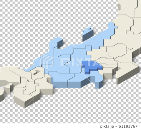 日本地図 中部地方 山梨県のイラスト素材