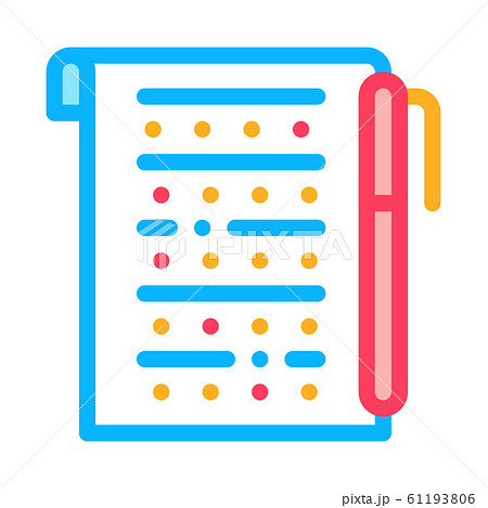 Examination Sheet with Pen Icon Vector Outline Illustration 61193806