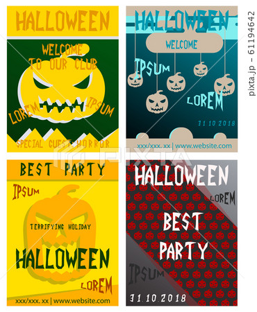 Set of flyers for halloween vector illustration. Templates of posters . Halloween party greeting cards. 61194642