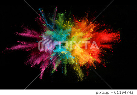 Explosion of colored powder isolated on black 61194742