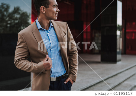 Happy elegant man in city centre stock photo 61195117