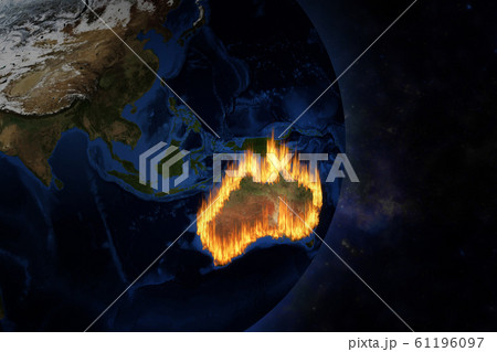 View of Australia from space with terrible fire View of Australia from space with terrible fire 61196097