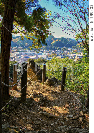 紅葉の天覧山　頂上付近の登山道 61199203