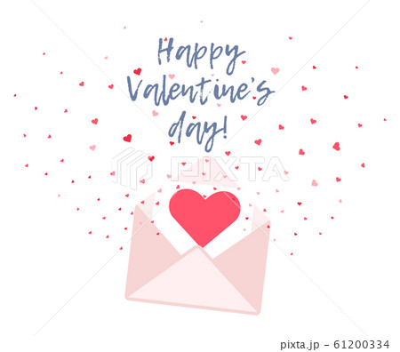 Cute Valentines day card with hearts in envelope 61200334