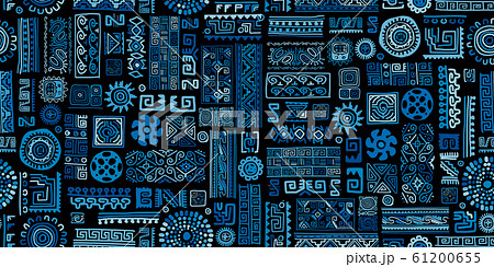 Ethnic blue handmade ornament, seamless pattern 61200655
