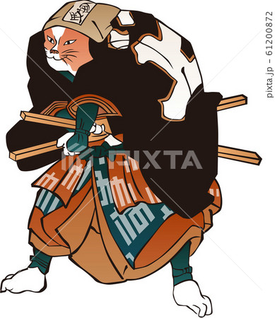 浮世絵 猫の擬人化 その10のイラスト素材