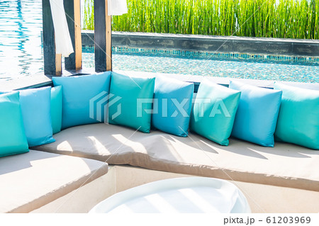 Comfortable pillow on sofa chair decoration outdoor Comfortable pillow on sofa chair decoration outdoor 61203969