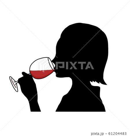 ワインを飲む女性のシルエットのイラスト素材 6144