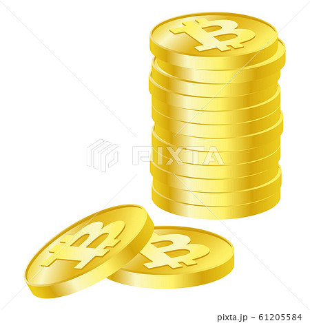 コインのイラスト 複数ある仮想通貨のビットコインのイラスト のイラスト素材