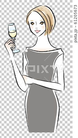 シャンパンを飲む女性のイラスト素材