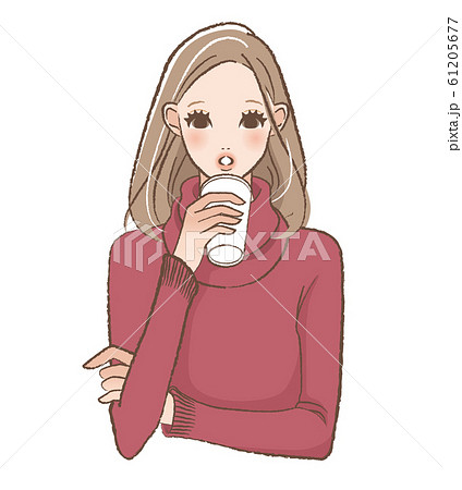 コーヒーを飲む女性のイラスト素材