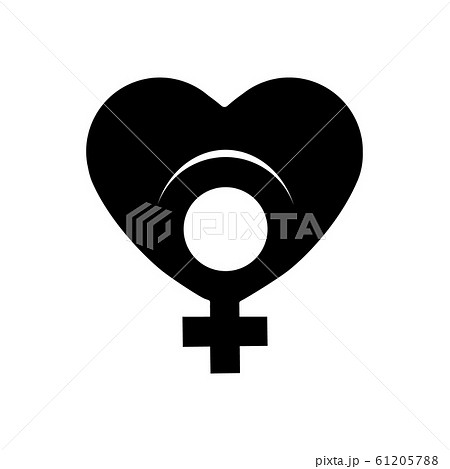 Sign female gender in black as coal heart icon. 61205788